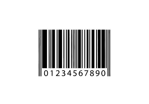 Barcode with numbers on white background.