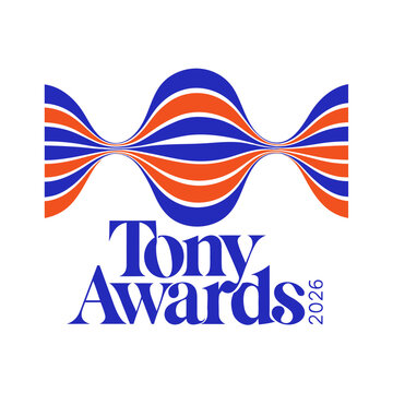 Tony awards 2026 logo with blue and orange wavy lines