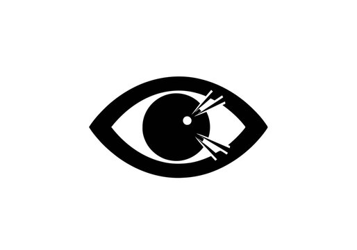 Black and white eye with eyelashes.
