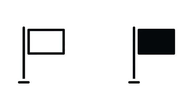 Simple flag icon on a pole in outline and solid black style for navigation or status indicators