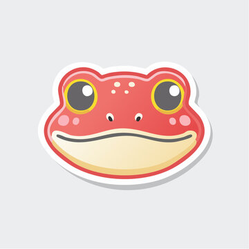 Cute Red Frog Face Sticker