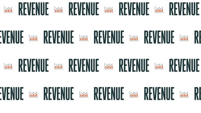 Revenue Text and Statistical Bar Chart Seamless Pattern Background, financial growth and business analysis concept.