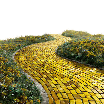 Enchanted Yellow Brick Road Leading to Magical Emerald City - Professional Stock Photo