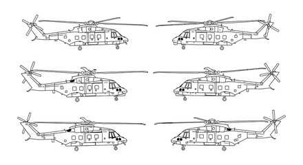 Vector illustration of multiple helicopter views high-quality © Nayem