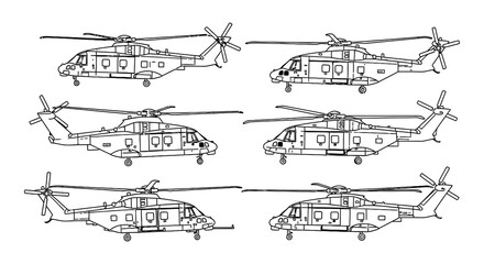 Vector illustration of multiple helicopter views high-quality © Nayem