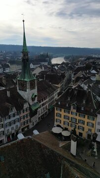 Cityscape view of Solothurn Switzerland taken from the top of the Saint Ursus Cathedral