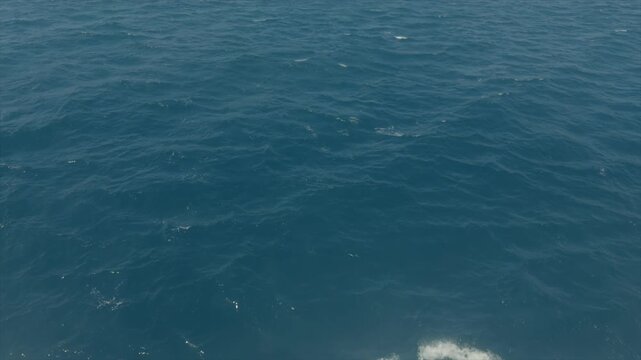 Close view of blue ocean water with small waves and ripples