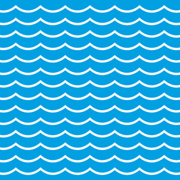 Seamless pattern background of sea waves. Water waves background. Ocean simple line art pattern.
