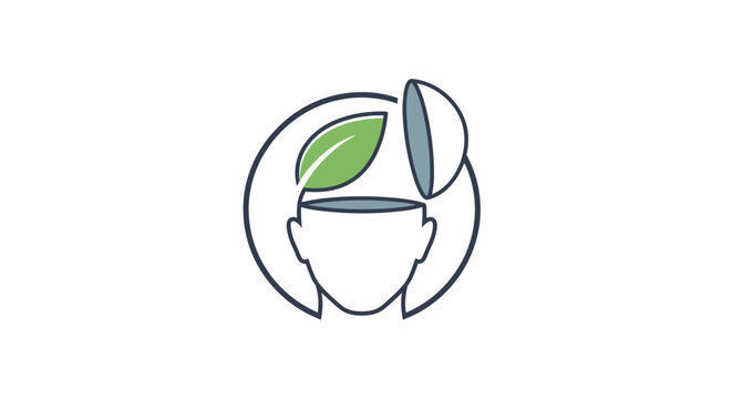 Mindfulness logo with an open head and a leaf representing growth and new ideas