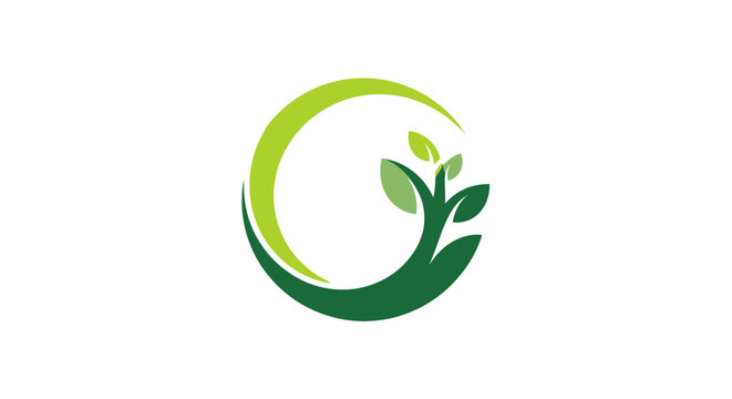 Green sprouting plant within a circle, symbolizing growth and nature's cycle in a logo design