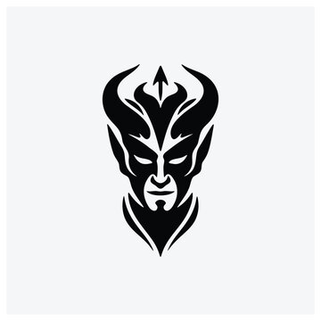 Minimalist tribal demon mask silhouette vector illustration