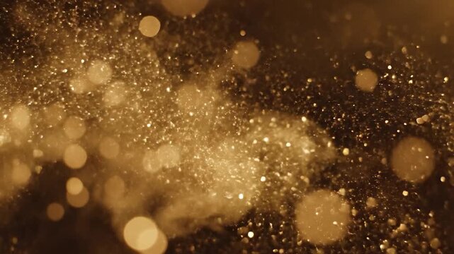 Abstract glowing particles and bokeh lights on a dark background