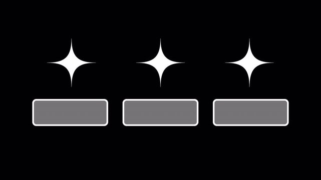 Three Star Symbols with Lower Third Text Boxes Animation Loop