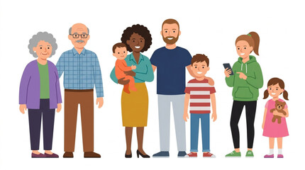 Fototapeta premium Diverse multi-generational family posing together happily.