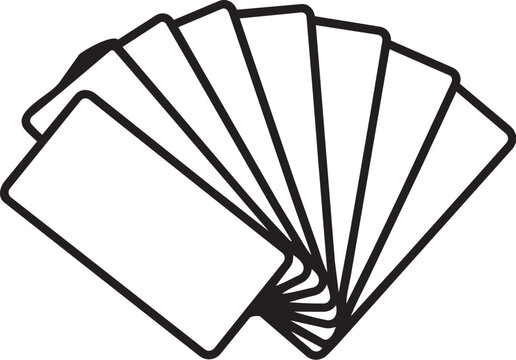Set of blank playing cards fanned out in a row