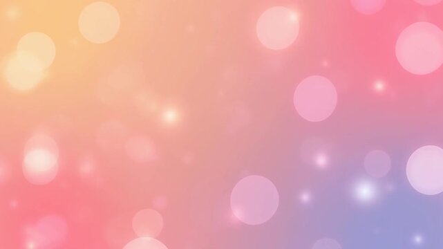 Seamless Loop of Soft Pastel Gradient Background with Floating Bokeh Lights and Subtle Sparkles, Full HD Animated Motion Background