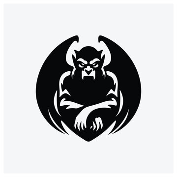 Evil devil mascot silhouette emblem or graphic design