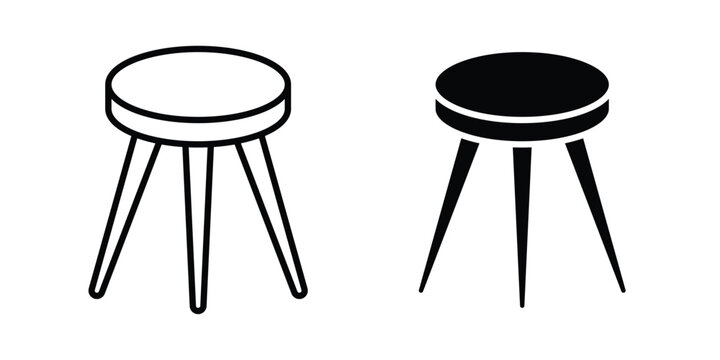 Three legged stool icon vector design and illustration.