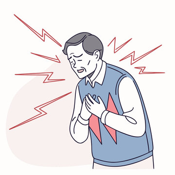 man having a heart attack cartoon style illustration high quality professional