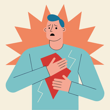 man having a heart attack illustration of person clutching chest with pain