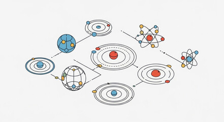Obraz premium Illustration of Solar System with Planets and Orbits.