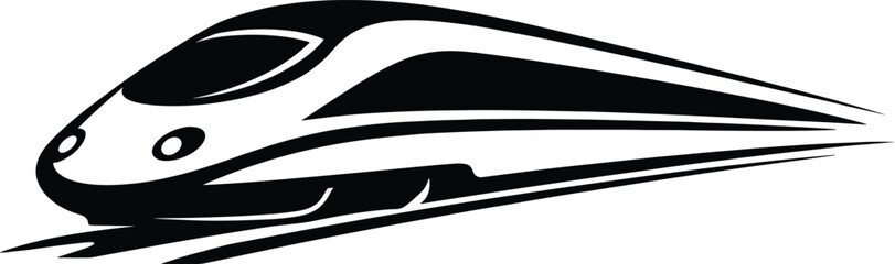 Streamlined futuristic high-speed train in motion, symbolizing advanced technology and efficient travel. © MST MOMATAJ