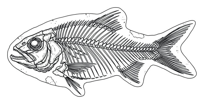 Fossilized fish skeleton outline offers a perfect visual for educational materials and scientific presentations