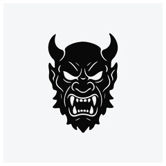 Fototapeta premium Evil demon head silhouette illustration for a mascot or logo