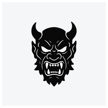 Evil demon head silhouette illustration for a mascot or logo