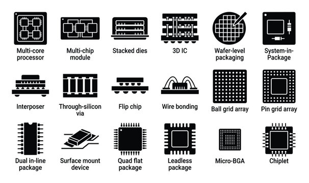 Modern semiconductor packaging technologies and processor components for microelectronic engineering and computer hardware education