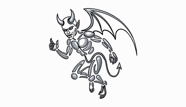 One continuous line illustration of an devil , isolated on white background.	
