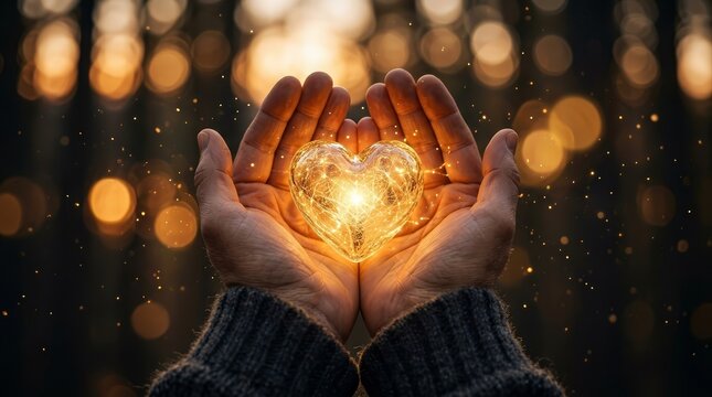 A hand extended in love and support embodying Christian kindness with a glowing heart.