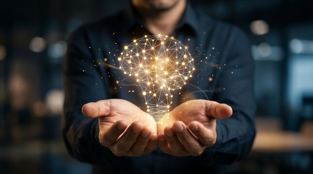 Hands connecting marketing tech stack tools with a lightbulb integration solution.