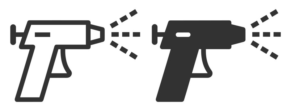 spray gun icons line and solid style illustration on transparent background