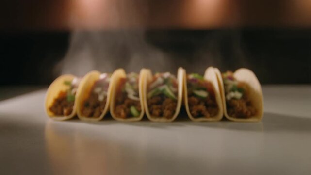 Tacos Are Arranged Closely and Freshly Made to Be Enjoyed for a Party or Special Dinner Occasion