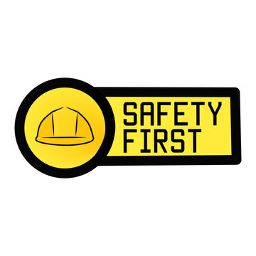 Safety first logo features hard hat icon. Yellow and black versions offer bold contrast. Simple design suits industrial or construction contexts.