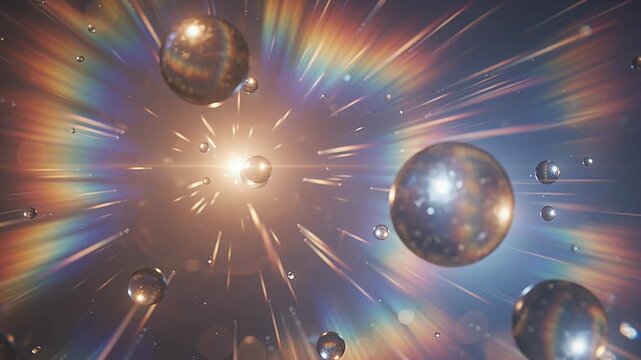 colorful light burst glowing orbs in abstract space scene