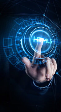 The concept of business, technology, the Internet and the network.  HTML5.