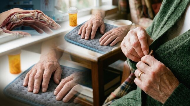Connective tissue ailment: hand osteoarthritis, joint arthrosis, finger osteoarthrosis, chronic arthritis, pain management, elder care, body ache, movement difficulty, remedy seek, physical therapy.