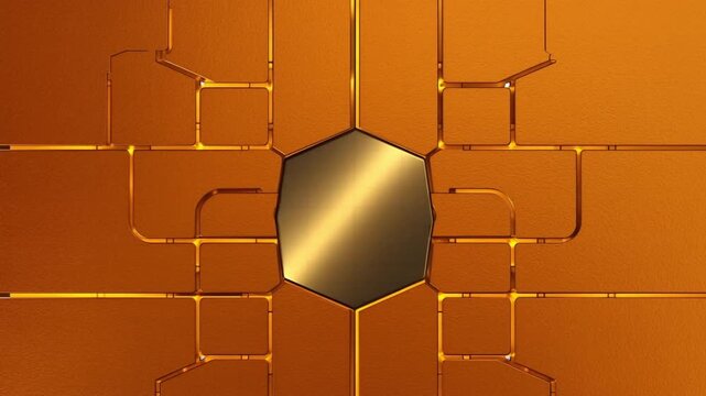 鋳鉄製パズル基盤と中央に嵌合する真鍮チップおよびアンバー回路の真俯瞰映像