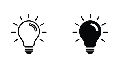 Light bulb idea icon set in linear and solid black style for innovation and creativity concept design graphics © Oliver