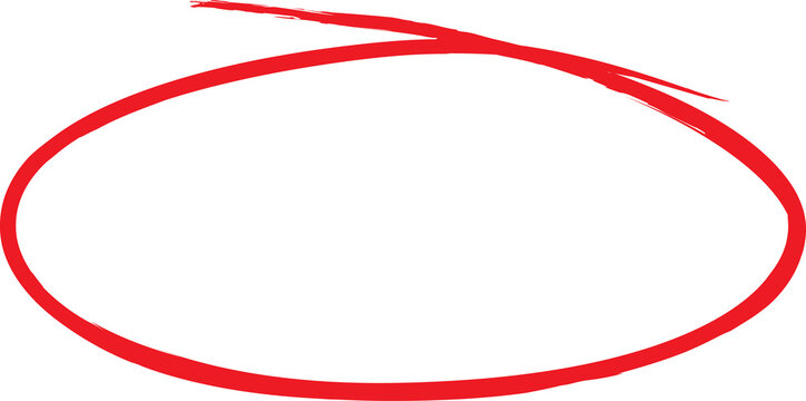 Hand drawn red circles and ovals for highlighting, Red circle brush stroke marker highlighter PNG