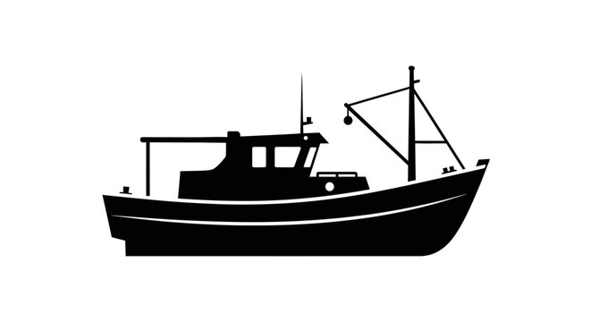 Fishing boat silhouette water vehicle.