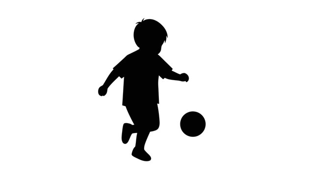 Child Playing Soccer Silhouette.