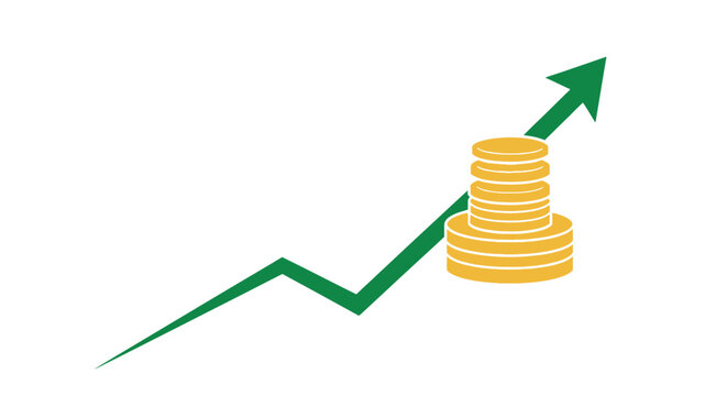 Increasing stack of gold coins graph.