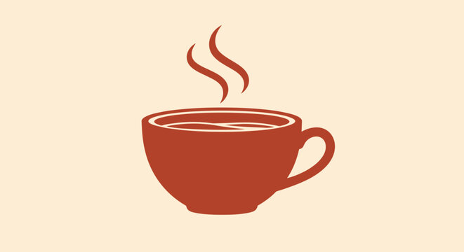 Hot Coffee Cup with Steam Rising.