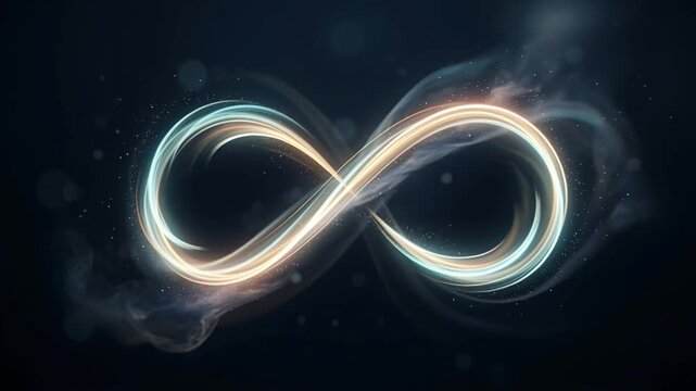 infinity symbol glow neon light loop abstract motion graphic background