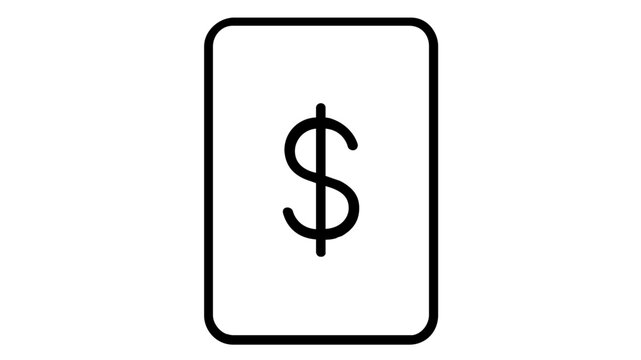 Minimalist Vector Icon Illustration of a Smartphone with a Dollar Sign, Representing Mobile Banking, Digital Payments, E-commerce, and Financial Technology in a Clean Line Art Style.