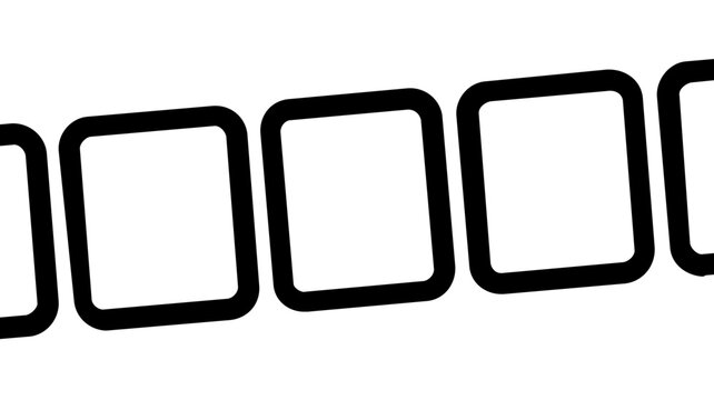 Minimalist Vector Illustration of a Weekly Planner Layout Featuring Seven Rounded Square Boxes in a Clean Line Art Style, Scalable Icon for Business Organization and Scheduling Tasks.