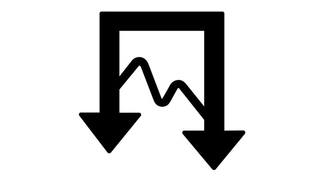 Short Selling and Stock Market Crash Vector Icon Illustration Featuring a Downward Arrow and Jagged Line Graph Representing Financial Decline, Bear Market Trends, and Economic Recession.